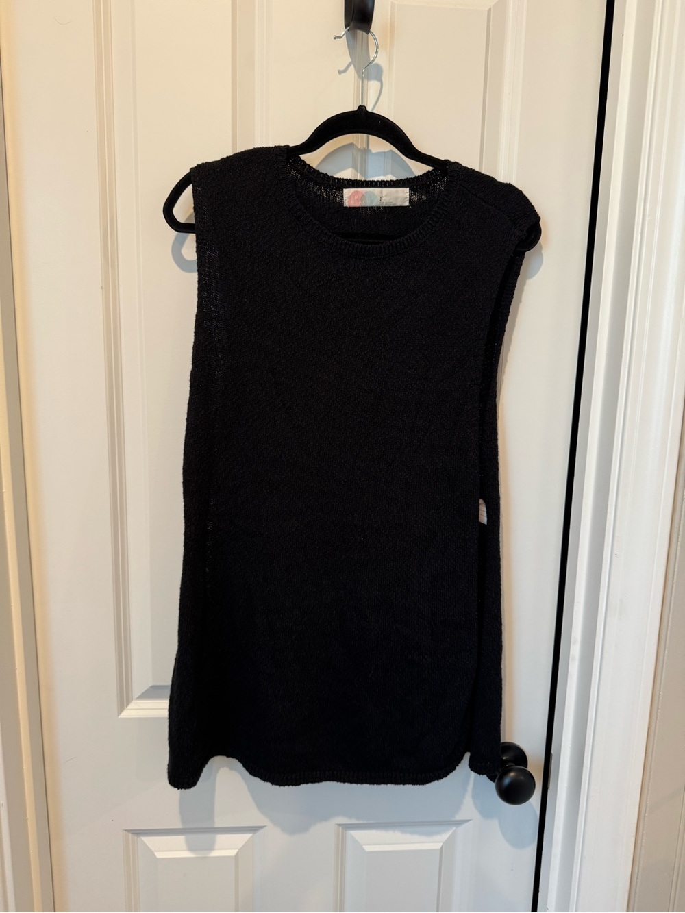 Sleeveless Black Knit Swim Coverup